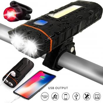 Luz de Bicicleta, USB Recargable Luces para Bicicletas, luz de La Bici LED, 3 Modos De Iluminación, 500LM, Capacidad de la Batería de 4000mAh,Impermeable, ángulo de Haz Ancho