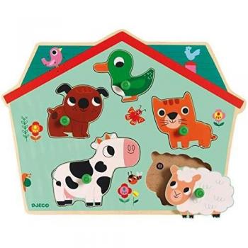 Ouaf Woof Musical Sound Puzzle - Wooden Animal Farm Puzzle with Sounds