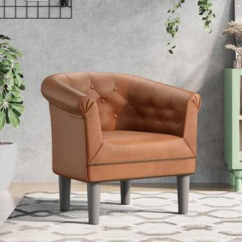vidaXL Brown Faux Leather Tub Chair
