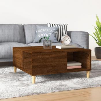 Mesa de centro vidaXL madera contrachapada 80x80x36,5 cm en color Blanco, Negro y Marrón, ideal para salón o comedor como mesita auxiliar o mesa de café