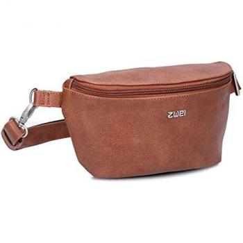 Riñonera Mademoiselle MH4, Marca ZWEI, Color Marrón Cognac, Dimensiones 12cm x 25cm x 7cm, Para Mujer