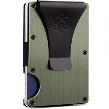 ROSSM Cartera para Hombre con Bloqueo RFID - Tarjetero Hombre Minimalista de Fibra de Carbono y Metal para Tarjetas de Crédito con Clip y Banda Elástica para Billetes