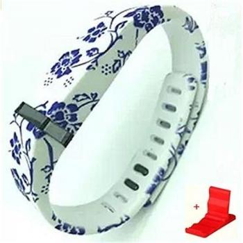 symlia Multicolor - Pulsera Pulsera Brazalete Deportivo con pinzas metálicas para accesorios para Fitbit Flex Actividad y dormir Rastreador + 1 Stand como regalo, color aleatorio Rosen Zeichnungen Talla:large