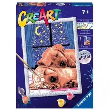 RAVENSBURGER - CreArt SERIE D: PERRITOS. Kit de Pintura por Números con Tabla Preimpresa y Accesorios