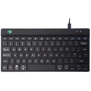 Teclado Ergonómico R-Go Compact Break - QWERTY (UK), Diseño Plano, Conexión USB-C/USB-A, Compatible con Windows/Mac/Linux, Color Negro