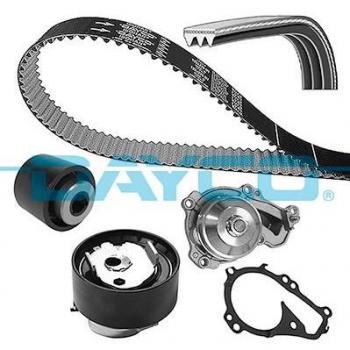DAYCO KBIOWP141 Bomba de Agua + Kit de Distribución para PEUGEOT Partner II Tepee, 208 I Hatchback, 5008 I y CITROËN Berlingo II, C3, C4 Hatch