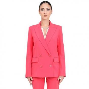 Patrizia Pepe Essential Double-Breasted Blazer in Pink, Size 44