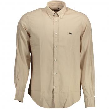 Chic Beige Cotton Shirt with Contrast Details - XXL