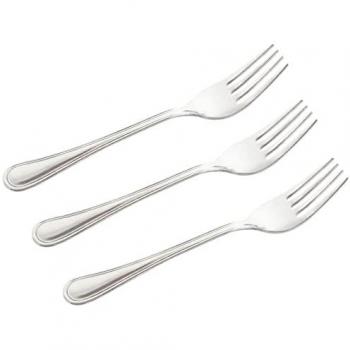 Set de 3 Tenedores de Mesa de Acero Inoxidable, Cubiertos Clásicos para Carne, Aptos para Lavavajillas, 19,4 cm