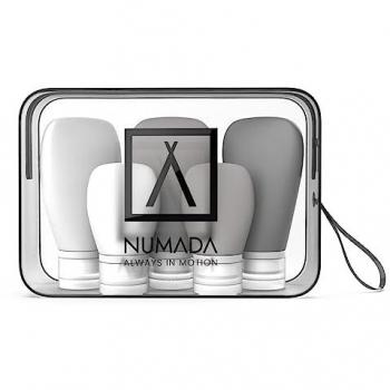 Neceser Transparente Midweek A20 con 5 Botes de Silicona (3x90ml y 2x60ml) para Viajes en Avión, Bolsa Transparente Avión con Botes Anti Fugas, Fáciles