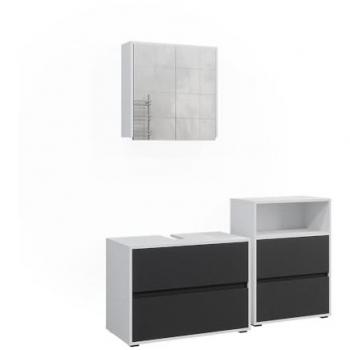 Conjunto de muebles de baño Maltin, Blanco/antracita, 3 piezas