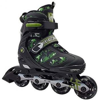 Patines en línea ajustables KRF XR-190 camuflaje verde para adultos unisex, talla S (30/33)