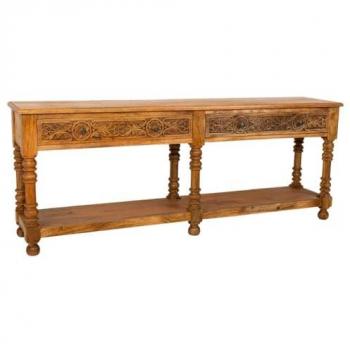 Recibidor Mesa Consola de Madera Artesanal Acabada a Mano 206x43x80 cm - Amplio Espacio de Almacenamiento
