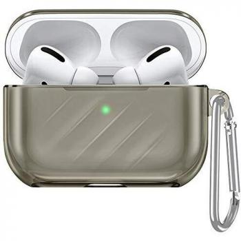 ESR Funda AirPods Pro 2019 Funda Air Ripple Estuche Carga AirPods Pro 2019, TPU Transparente con Llavero.Resistente Polvo y Golpes.LED Frontal Visible. Carga inalámbrica. Negro Translúcido