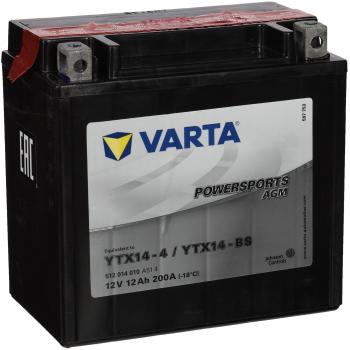 Varta 549655 Powersports AGM Batería de Motocicleta, 12V, 12 Ah, YTX14-BS