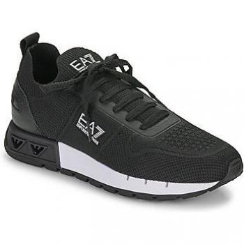Emporio Armani EA7 Unisex Black & White Legacy Knit Sneakers - Monochrome Lace-Up Casual Footwear