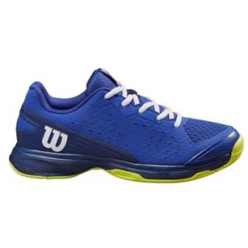 Wilson RUSH PRO AC Zapatilla Todas Las Superficies Niños - Azul, Amarillo Neón, características: diseño para todas las superficies, comodidad y soporte para el pie del niño, suela duradera y tracción optimizada