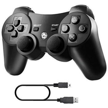 Diswoe Mando Inalámbrico PS3, Bluetooth PS3 Gamepad Controller Doble vibración Sixaxis Mando a Distancia Joystick para Playstation 3 con Cable de Carga USB