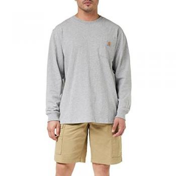 Camisa de manga larga Carhartt Workwear Pocket Loose Fit para hombre, gris jaspeado, tejido grueso