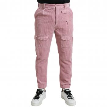 Dolce & Gabbana Pink Corduroy Cotton Stretch Skinny Cargo Jeans - IT48 | M