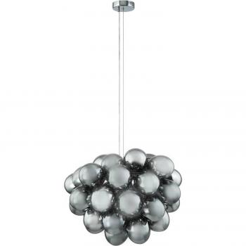 Lámpara colgante Lucande Diborah, gris humo, cristal, diámetro 50 cm, 8 llamas, tipo de bombilla G9