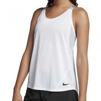 Nike W DRY Tank Elastka Camiseta sin Manga, Mujer, Blanco/Negro, L