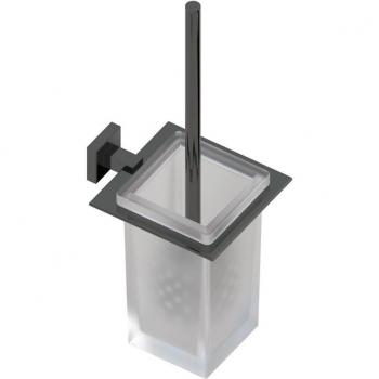Soporte para escobilla de baño de pared Niza en acabado cromado y negro