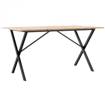 Mesa de Comedor Marco X Madera Maciza Pino y Hierro 160x80x75cm Marrón