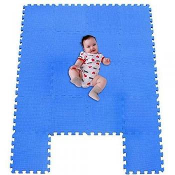 MSHEN18 Piezas Alfombra Puzzle Bebe con Certificado CE y certificación EVA | Puzzle Suelo Bebe | Puede ser Lavado Goma eva,Tamaño 1.62 Cuadrado,azul-07g18