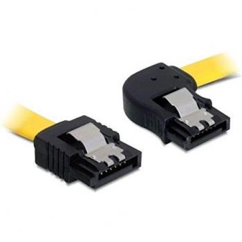 Cable SATA 6 Gb/s de 30 cm con conector ángulo derecho y clip metálico, amarillo
