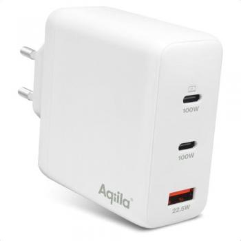Cargador de pared GaN Aqiila Chargebird W4, 120W, 2x USB-C, 1x USB-A, Carga Rápida