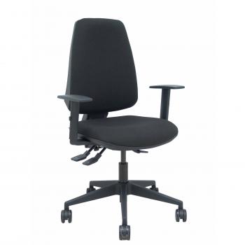 Silla Elche asincro bali negro brazos 1D base piramidal ruedas de nailon de 65mm