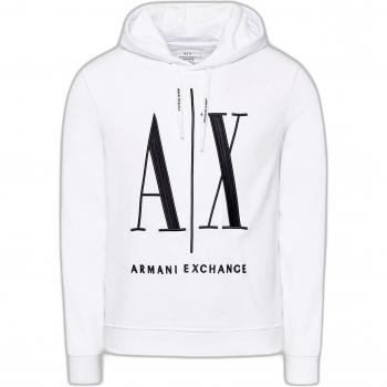 Sudadera con capucha Armani Exchange ICON blanca para hombre, Casual, Algodón, Manga larga, L