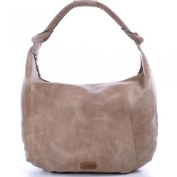 Masquenada - Bolso al hombro de cuero para mujer Beige 44x36x8cm