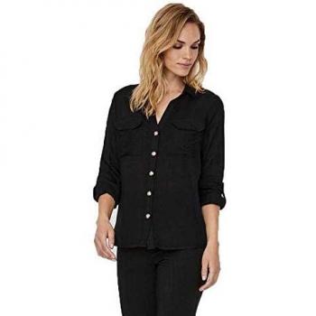 Vero Moda Vmbumpy L/S Shirt Noos Camiseta sin Mangas, Negro, S para Mujer