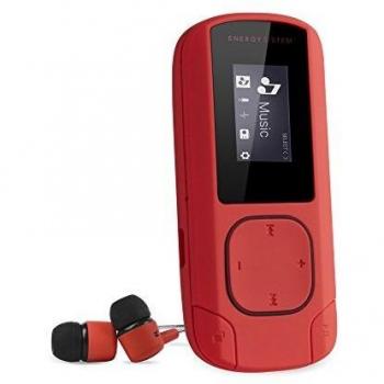 Energy Sistem MP3 Clip (MP3 music player with LCD screen, 8 GB, microSD card, FM radio and in-ear earphones included) - Coral Red