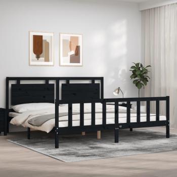Estructura de cama con cabecero madera maciza negro 200x200 cm Vidaxl
