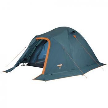 Tienda de campaña Ferrino Tenere 4 - Capacidad para 4 personas, 3 estaciones, color verde oliva y azul/naranja