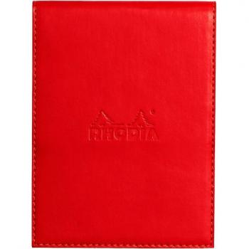 Funda porta-bloc + bloc - Rhodia 128213C - Líneas horizontales - 9,5 x 13 + bloc N°12 - Rojo amapola
