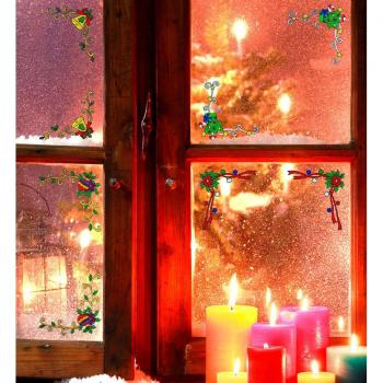 Set de 2 Pegatinas Ventana Navidad de Esquina surtidas en 4 Modelos de 12 cm