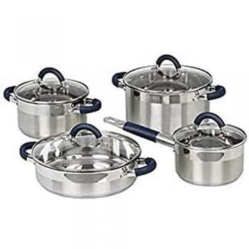 Jata Hogar BC8 Batería de Cocina, Acero Inoxidable, 24 cm, 8 Unidades