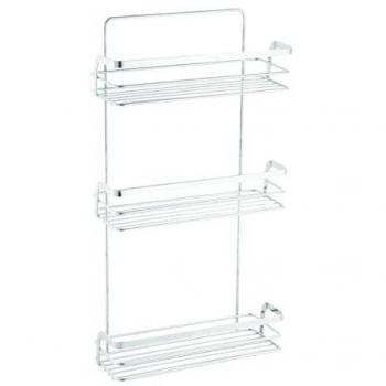 Estantería de Baño Cromada MSV de 3 Niveles para Ducha, Dimensiones: 26,4 cm x 10,5 cm x 49 cm