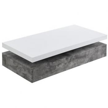 Mesa de Centro FELIX - 2 Cajones - MDF - Color Cemento y Blanco