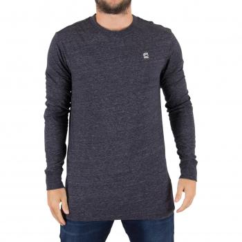 G-Star Hombre Camiseta clásica del logotipo de Longsleeved, Azul, Small