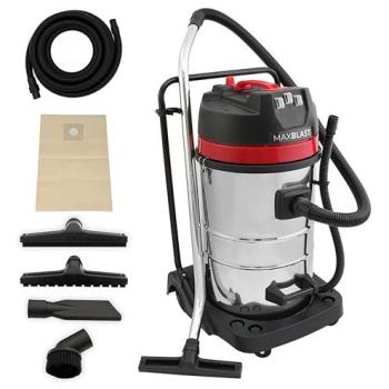 Aspirador Industrial Húmedo y Seco 80L con Manguera de 5m y Motor Triple de 3000W en Acero Inoxidable