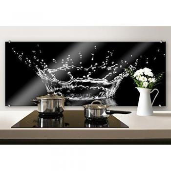 Protección contra salpicaduras de cristal Panorama para la cocina, con esquinas redondeadas, 100 x 40 cm con sujeción, SP43462