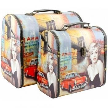Set de 2asas Marilyn Monroe abombada, Caja de almacenamiento de viaje de equipaje