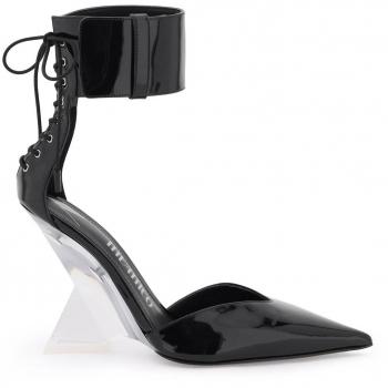 The Attico Patent Leather Morgan Pumps - 36 Black, Iconic Pyramid Heel, Female, Size: 6 US