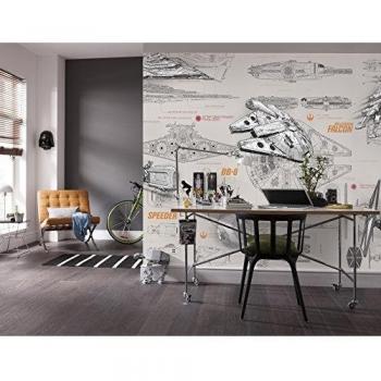Komar Papel Pintado Star Wars Blueprints, diseño de Star Wars, Multicolor, 8 Piezas