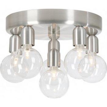 Lámpara de techo REGAL en metal y aluminio, diámetro 32 cm, esférica de 6 luces, aluminio cepillado, rectificado, E27